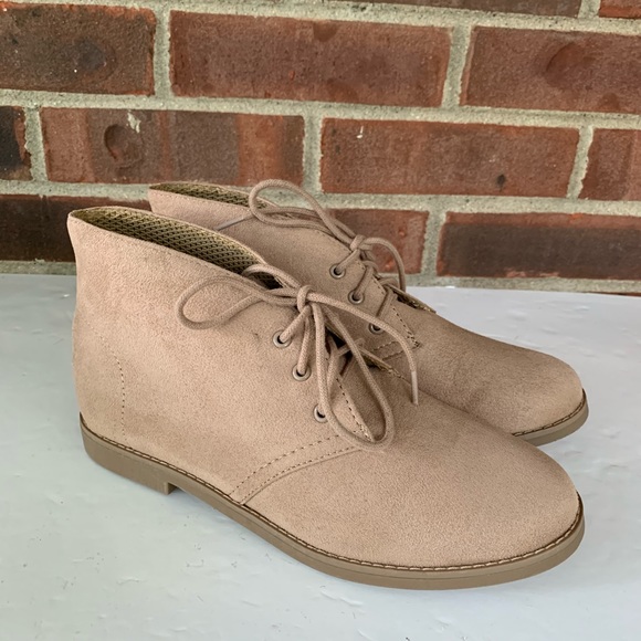 beige flat booties